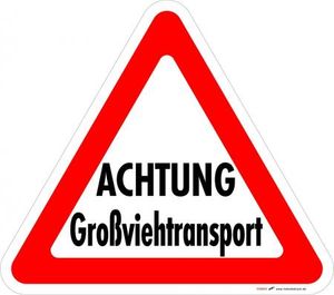 PVC - Aufkleber - Achtung - Großviehtransport - 307443 - Gr. ca. 32 x 28 cm