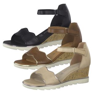 MARCO TOZZI Damen Sandalen Leder Sandaletten Keilabsatz 2-28725-26, Größe:38 EU, Farbe:Braun