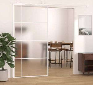 vidaXL Schiebetür ESG Glas und Aluminium mattiert 102,5x205 cm Weiß