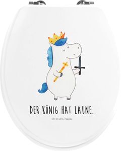 Mr. & Mrs. Panda Motiv WC Sitz Einhorn König mit Schwert - Weiß - Geschenk, Unicorn, Klodeckel, Ritter, Mittelalter, Einhörner, WC-Sitz, Toilettendeckel, Klobrille