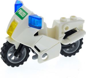 1x Lego Motorrad City weiß Räder hell grau Sticker Polizei grün 52035c01pb03