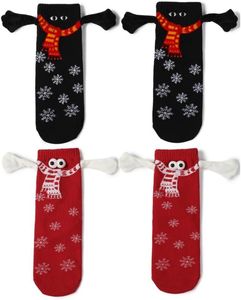 ASKSA 2 páry vánočních ponožek Magnetické ponožky s přísavkou Uni vtipné páry drží ruce vánoční ponožky, A
