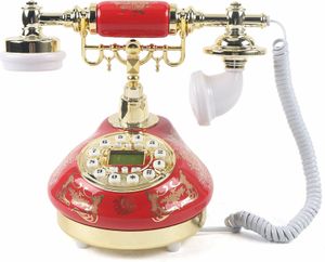 Retro ceramiczny telefon stacjonarny vintage antyczny telefon czerwony wyświetlacz dekoracja domu telefon nostalgia dekoracja stołu