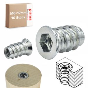 10x šroubovací hlavice M6 - délka 17 mm - šroubovací matice šroubovací hlavice šestihran M6x17 mm