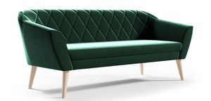 GUTTO Sofa 3 Sitzer -- FOX  -- Grün Sitzbank Samt Holzfüße Schnelle Lieferung skandinavischer Stil - schöne Steppung