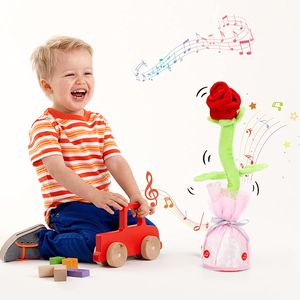 Tanzender Rose Elektrisches Plüschtier, Batteriebetrieben Singender und Sprechender Rose Blumen Kuscheltiere mit 120 englischen Liedern, Plüsch Spielzeug Geschenk für Jungen, Mädchen, Rot