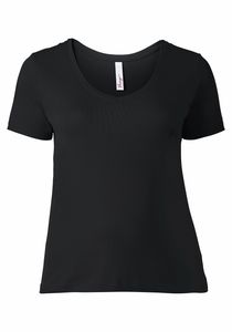 sheego Damen Große Größen T-Shirt aus fein gerippter Qualität T-Shirt Basicmode sportlich V-Ausschnitt - unifarben
