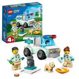 LEGO 60382 City Tierrettungswagen, Tierspielzeug mit Hunde- und Katzenfiguren sowie 2 Tierarzt-Minifiguren, für Kinder ab 4 Jahren
