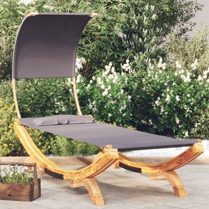 Prolenta Premium - Sonnenliege mit Dach 100x200x126 cm Bugholz Massiv Anthrazit