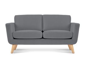 KONSIMO Sofa 2-Sitzer mit Armlehnen "TAGIO", Grau, Velourstoff, Scandinavian, 153x80x84cm