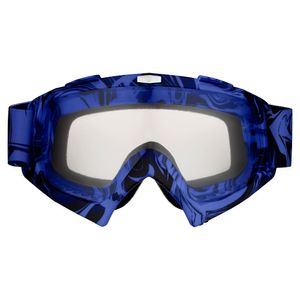 Designer Motocross Brille blau mit klarem Glas
