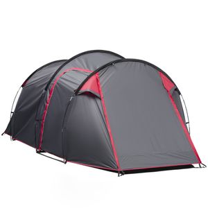 Outsunny Zelt für 2-3 Personen 190T Tunnelzelt Campingzelt mit Heringen Glasfaser Polyester Grau 426 x 206 x 154 cm