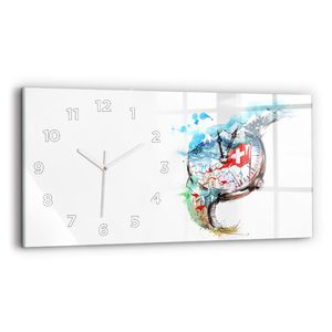 Wallfluent Wanduhr – Stilles Quarzuhrwerk - Uhr Dekoration Wohnzimmer Schlafzimmer Küche - Zifferblatt - weiße Zeiger - 60x30 cm - schweizer Uhr
