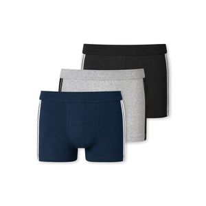 Pánské šortky SCHIESSER 3-pack - 95/5, bavlna, boční pruhy černá/šedá/tmavě modrá 3XL