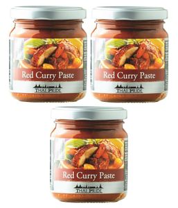 3er Pack - THAI PRIDE Rote Curry-paste (3x 195g) | scharf | EXOTIC FOOD Red Curry Paste