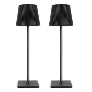 7MAGIC 2 Stück LED Dimmbare Akku Tischlampe Kabellose, Wiederaufladbar Warme Lichtfarbe Tischleuchte mit USB Ladestation, IP54 Wasserdichte, Schwarz