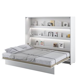 Furniture24 Schrankbett Bed Concept, Wandklappbett mit Lattenrost, V-Bett, Wandbett Bettschrank Schrank mit integriertem Klappbett Funktionsbett BC-14, 160 x 200 cm, Weiß/Weiß Hochglanz, Horizontal