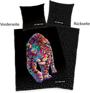 "P.D. Moreno - Leopard" Bettwäsche, 100% Baumwolle ( Satin Qualität ), 80x80 cm + 135x200 cm
