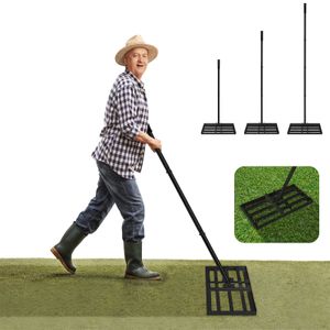 NAIZY Hrábě na trávník Hrábě na vyrovnávání trávníku, kovové nářadí na vyrovnávání pískové půdy, vyrovnávací hrábě pro zahradu (25x75 cm)