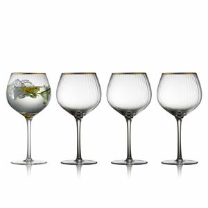 Lyngby Glas Gin & Tonic-Glas Palermo Gold 4er Set, Glas mit Goldkante, Klar, 650 ml, 12061