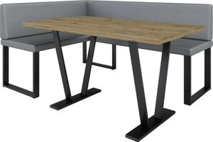 Eckbank AKIKO METAL mit Tisch 168x128 links - Eckbankgruppe für Ihrem Esszimmer, Küche modern, Sitzecke, Essecke. Perfekt für Küche, Büro und Rezeption