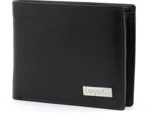 bugatti Leder Geldbörse City Line Coin Wallet Combi Style 8CC Metal Logo Black schwarz