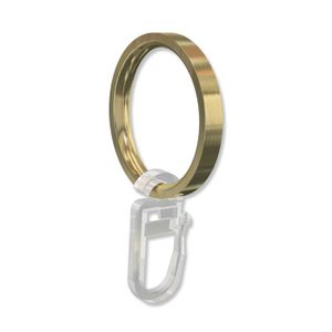 Interdeco Ringe mit Faltenhaken, Gardinenringe für Gardinenstangen 20 mm Ø, Messing-Optik (Packung 12 Stück)
