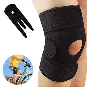 Kniebandage Knieschützer mit Klettverschluss und Patellaöffnung – Knieschoner für Sport und Alltag – Kniestütze für Damen und Herren (schwarz)