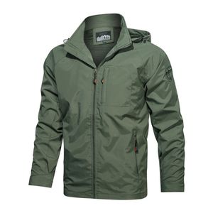 Herren Windbreaker Langarmjacke mit Kapuze Outwear Leichte Einfachheit Herbst Mantel  Armeegrün,Größe:M