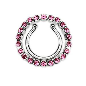 viva-adorno Fake Brustwarzenpiercing Nippel Piercing Brust Piercing Nippel Ring Clip on Z513 Farbe: Pink / Rosa