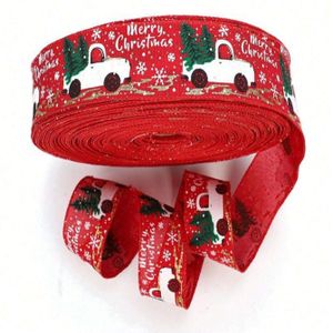 INF Dekoband Weihnachten rot mit Weihnachtsmotiv 5 cm / 6 m