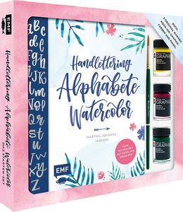 Handlettering Alphabete Watercolor - Das Starter-Set - Feine Buchstaben mit Pinsel und Brush Pen