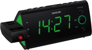 SENCOR SRC 330 GN - Radiobudík, LED displej, PLL FM rádio, promítání času, teploměr, kalendář, buzení rádiem / signálem