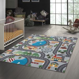 Spielteppich - Straßenteppich in Grau Größe - 80x150 cm