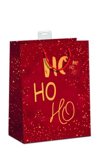 PremiumLine Geschenktaschen Weihnachten 6 Stück | DIN A4 Geschenktüten Papier Geschenkbeutel groß | farbige Kordel, Namenskarte | Ho Ho Ho, Large 26x32x12cm | Skorpion Papeterie