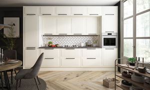Küchenzeile 360cm weiß / cremeweiß matt lackiert Küchenblock Landhaus