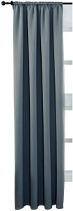 WOLTU Vorhang Gardinen Blickdicht mit Kräuselband für Schiene 250 g/m² Schwerer Thermovorhang, Schiefer Grau 135x245cm (1 Stück)