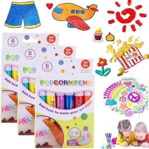 YisibaihTao 18 Stück DIY Bubble Popcorn Zeichenstifte, Puffy Pens, Magic Puffy Pens, Popcorn Farbmarker, Magic Popcorn Pen, Puffy Bubble Pen Puffy 3D Art Safe Pen für Kinder