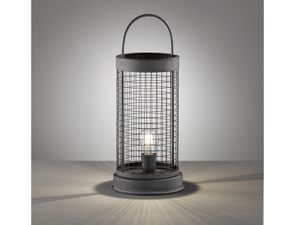Vintage Gitterlampe Laterne Grau - große Tischleuchte & Bodenleuchte Industrial