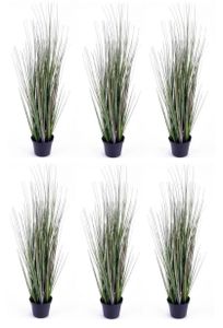6er Set künstliche Gräser, Grasbusch im Topf H. 50cm grün Emerald Zimmerpflanzen