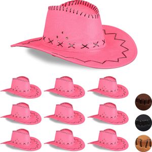 relaxdays 10 x Cowboyhut Fasching pink