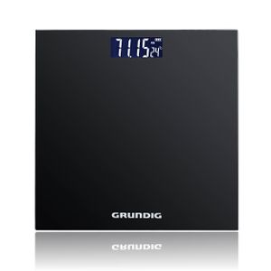 Digitálna osobná váha Grundig 180 kg - vysoko presná váha s delením na 50 gramov I Dokonale veľký displej so zobrazením izbovej teploty I Váha osôb, osobná digitálna váha, ľudská váha (čierna)