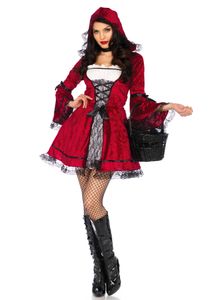 Kostüm Gothic-Rotkäppchen für Damen rot-schwarz-weiss