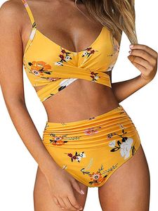 Damen Bikini-Sets Push-Up Bikini Badeanzug Zweiteiliger High Waist Bademode Swimsuit ,Größe M