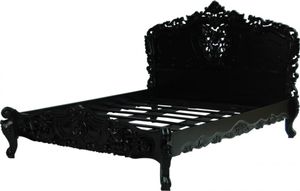 Barock Bett Pure Baroque Schwarz 160 x 200 cm aus der Luxus Kollektion von Casa Padrino