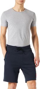 HUGO Herren Diz222 Shorts aus French-Terry-Baumwolle mit rotem Logo-Etikett Dunkelblau XXL