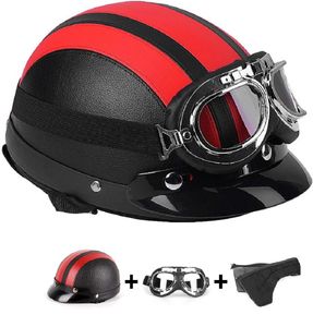Motorradhelm Roller Helm,Universal-Motorrad mit offenem Gesicht,Visier Helmbrille, Kopfumfang: 54-60 cm