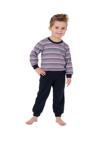 Jungen Kleinkinder Interlock Schlafanzug Pyjama mit Bündchen. Ringel Oberteil  57327