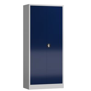 Flügeltürenschrank mit 4 Fachböden 1800 x 800 x 380 mm lichtgrau/enzianblau X-530331