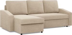 Ecksofa mit Schlaffunktion,  Cord - Beige